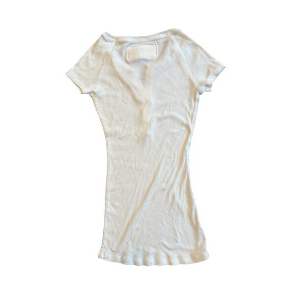 Womens Abercrombie & Fitch Vintage Y2K White Short Sleeve Ribbed Tee L - Picture 2 of 3